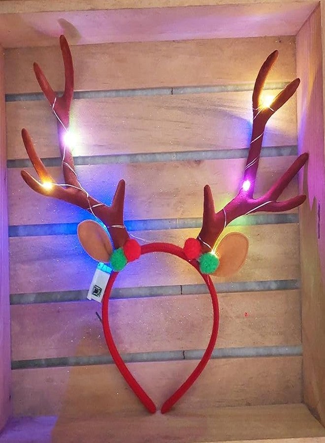 Partunay 1 Pcs Light Led Big Reindeer Antlers Hairband Christmas Headbands Christmas Costume for Kids Adults Christmas Xmas Props Party Favor Christmas Xmas Celebration - Image 1